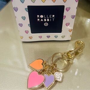 Roller Rabbit Multicolor Heart Keychain